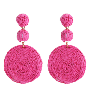 Zoekoovi Raffia Round Drop Earrings (12 Colors)