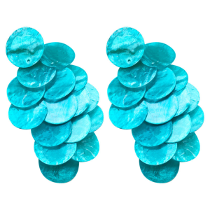 Sapphire' Round Pearl Shell Drop Earrings