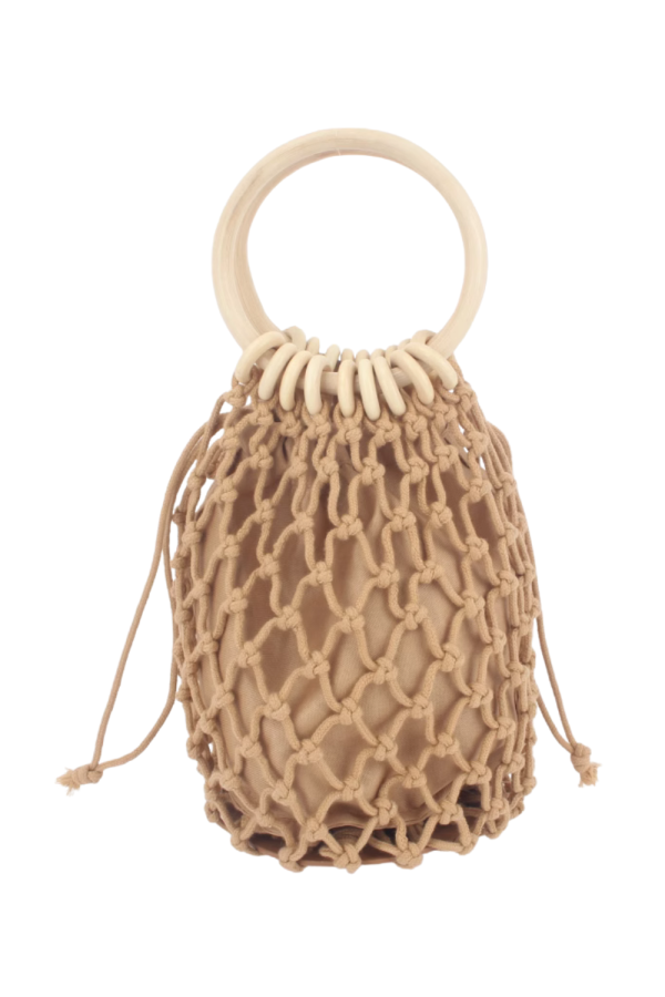 Sapphire' Rattan Handle Woven Net Bag (2 Colors)
