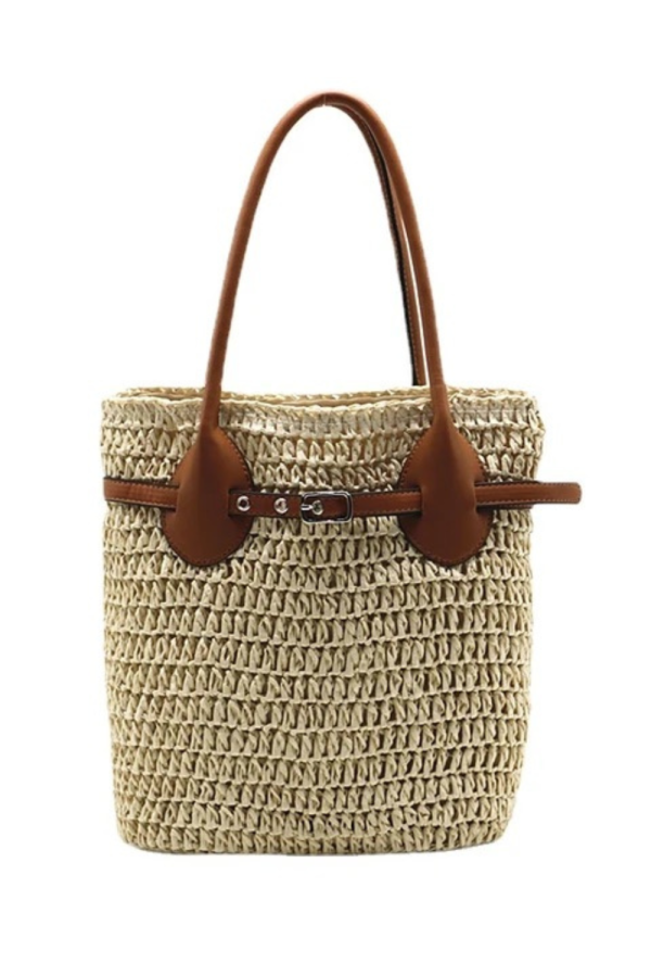 Sapphire' Woven Straw Bucket Bag