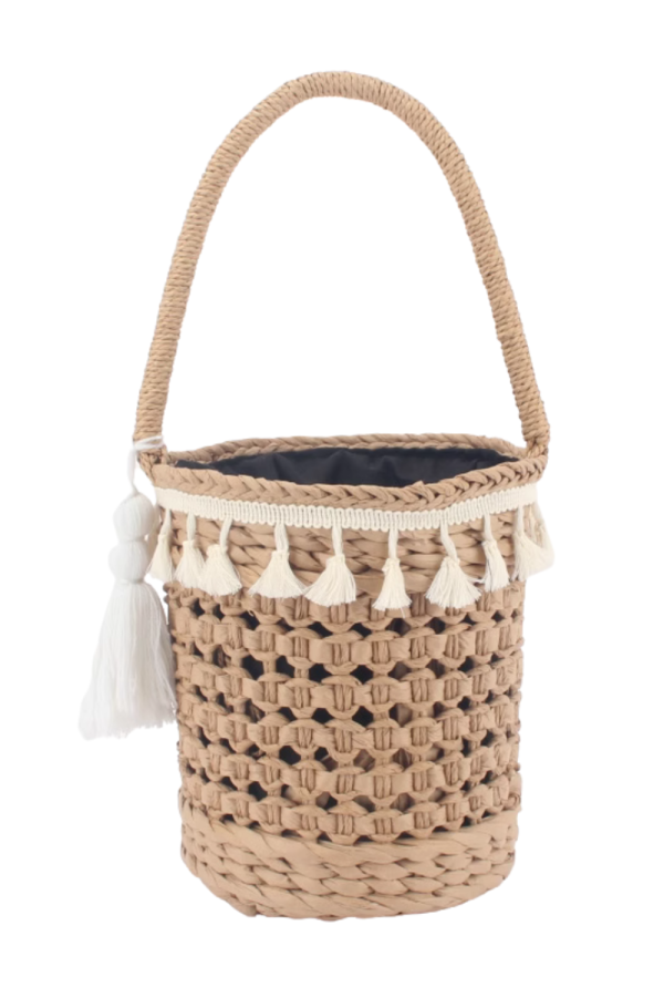 Sapphire' Straw Woven Tassel Bucket Bag (3 Colors)