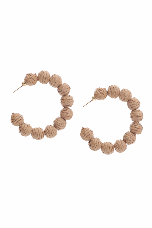 Sapphire' Raffia Hand Woven C-Hoop Earrings (11 Colors)